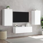 vidaXL Meuble TV mural avec lumières LED blanc 40 5x35x80 cm