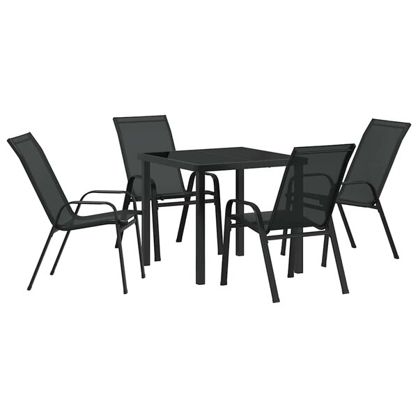 vidaXL Ensemble de salle à manger pour jardin 5 Pièces Noir
