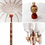 vidaXL Parasol balinais Crème (180-190) x 260 cm Coton et bois massif