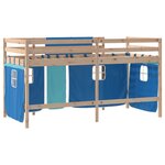 vidaXL Lit mezzanine enfants avec rideaux sans matelas bleu 90x200cm