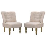 vidaXL Chaises en style français lot de 2 crème tissu