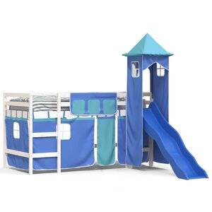 vidaXL Lit mezzanine enfants avec tour sans matelas bleu 90x200 cm