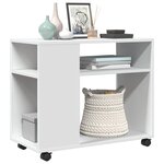 vidaXL Table d'appoint avec roues blanc 70x35x60 cm bois d'ingénierie