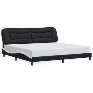 vidaXL Cadre de lit sans matelas Hvar noir et blanc 200x200 cm similicuir