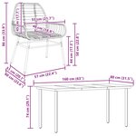 vidaXL Ensemble à manger jardin 5Pièces marron poly rotin verre