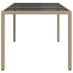 vidaXL Table de jardin Beige 190x90x75 cm Verre trempé/résine tressée