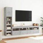 vidaXL Unités murales TV avec LED 4 Pièces gris béton bois d'ingénierie