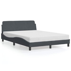 vidaXL Cadre de lit Dover gris foncé 137x190 cm velours