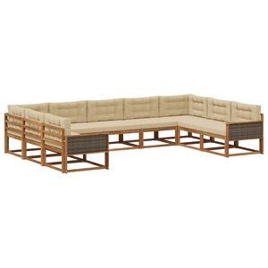 vidaXL Ensemble de canapés d'extérieur 9 Pièces Naturel et Beige