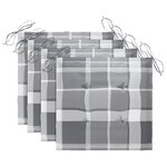 vidaXL Chaises de jardin lot de 4 coussins à carreaux gris Teck solide