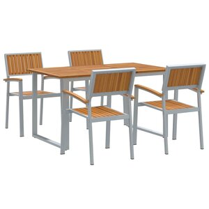 vidaXL Ensemble de salle à manger pour jardin 5 pc Gris