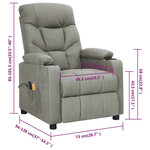 vidaXL Fauteuil électrique de massage Gris clair Tissu