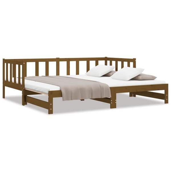 vidaXL Lit coulissant sans matelas marron miel 2x(90x190) cm