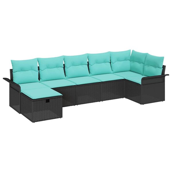 vidaXL Ensemble de canapé de jardin avec coussin 7 Pièces Poly rotin