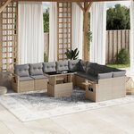 vidaXL Salon de jardin 11 Pièces avec coussins beige résine tressée