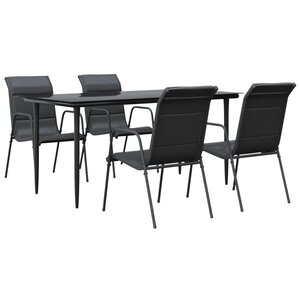 vidaXL Ensemble à manger de jardin 5 Pièces noir textilène et acier