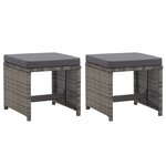 vidaXL Tabourets de jardin 2 Pièces et coussins Résine tressée Anthracite