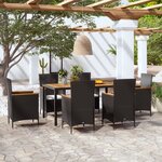 vidaXL Mobilier à dîner de jardin 7 Pièces avec coussins Résine tressée