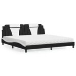 vidaXL Lit avec matelas noir et blanc 200x200 cm similicuir