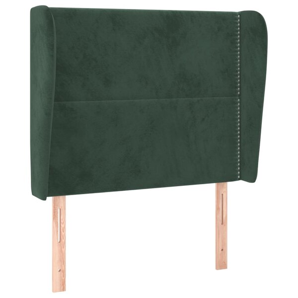vidaXL Tête de lit avec oreilles Vert foncé 93x23x118/128 cm Velours