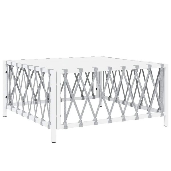 vidaXL Table de jardin blanc 70x70x34 cm tissu tissé