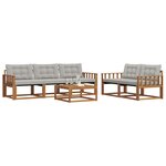 vidaXL Ensemble de canapés d'extérieur 6 Pièces Gris Naturel et Clair