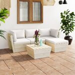 vidaXL Salon de jardin palette 5 Pièces avec coussins bois d'épicéa