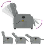 vidaXL Fauteuil de massage inclinable électrique gris clair tissu