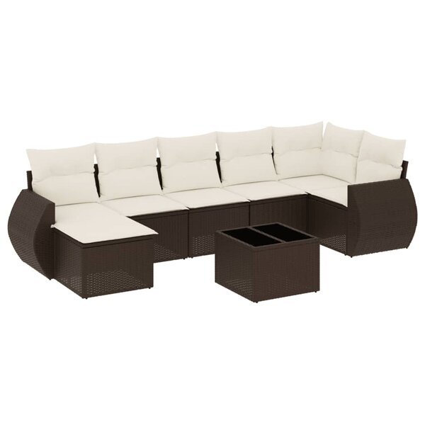 vidaXL Salon de jardin 8 Pièces avec coussins marron résine tressée
