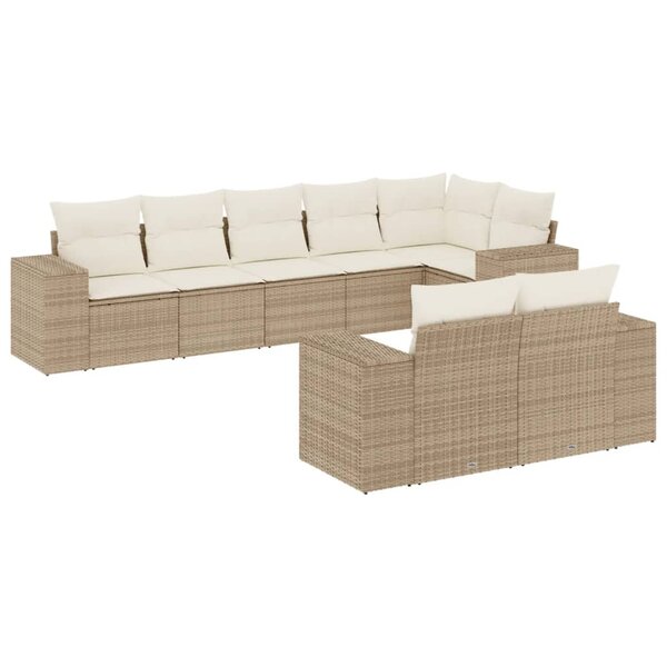vidaXL Salon de jardin avec coussins 8 Pièces beige résine tressée