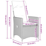 vidaXL Ensemble de bistro de jardin 9 Pièces coussins beige poly rotin