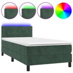 vidaXL Sommier à lattes de lit et matelas et LED Vert foncé 90x200 cm