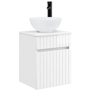 vidaXL Meuble de lavabo mural Blanc brillant 39 x 35 x 63 cm
