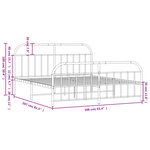vidaXL Cadre de lit métal sans matelas et pied de lit blanc 160x200 cm