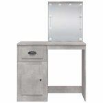 vidaXL Coiffeuse avec lumières LED gris béton 90x42x132 5 cm