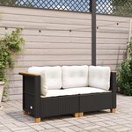 vidaXL Canapés d'angle de jardin et coussins 2 Pièces noir résine tressée