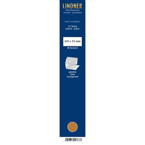 Bandes Klemmfix double soudure 210 x 25 mm pour timbres-poste. Fond - Transparent