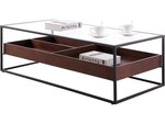 Table basse "neo" - 120 x 60 x 40 cm - verre trempé / bois naturel