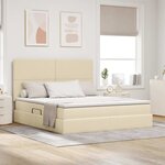 vidaXL Lit avec rangement et LED avec LED Crème 160 x 200 cm Polyester
