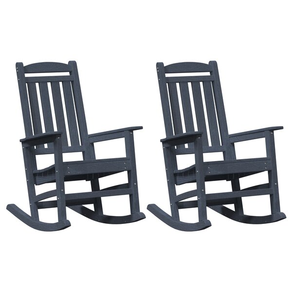 Chaises Berçantes de Jardin vidaXL 2 Pièces Bleu Marine 70x92x107 5 cm HDPE