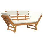 vidaXL Banc de jardin avec coussins 2-en-1 190 cm Bois solide d'acacia