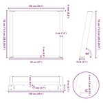 vidaXL Pieds de table à manger en U 2 pièces Anthracite 100 x (72-73) cm Acier