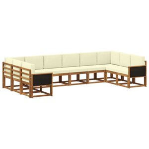 vidaXL Ensemble de canapés d'extérieur 10 Pièces Naturel et Crème