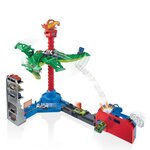 HOT WHEELS City Attaque du Robot Dragon Motorisé avec Commissariat de Police 45 cm de haut - 1 véhicule et 1 lanceur inclus