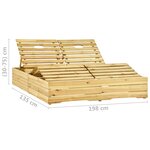 vidaXL Chaise longue double et coussins beige Bois de pin imprégné