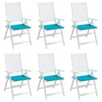 vidaXL Coussins de chaise de jardin lot de 6 turquoise 40x40x4cm tissu