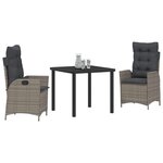 vidaXL Ensemble de salle à manger pour jardin 3 Pièces Gris polyrotin