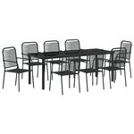 vidaXL Ensemble de jardin 9 pièces en corde de coton noire et acier