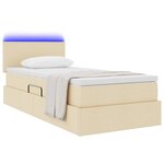 vidaXL Lit avec rangement et LED avec matelas Crème 100 x 200 cm tissu