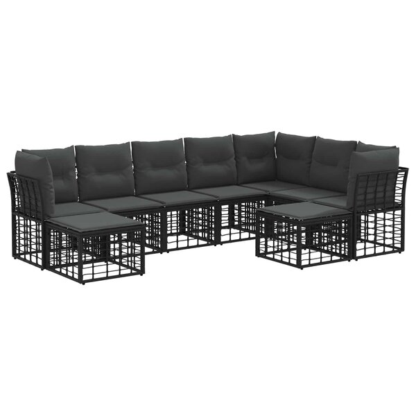 vidaXL Ensemble de canapés d'extérieur Noir et Gris foncé Polyester